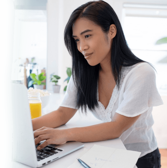 Woman using a laptop